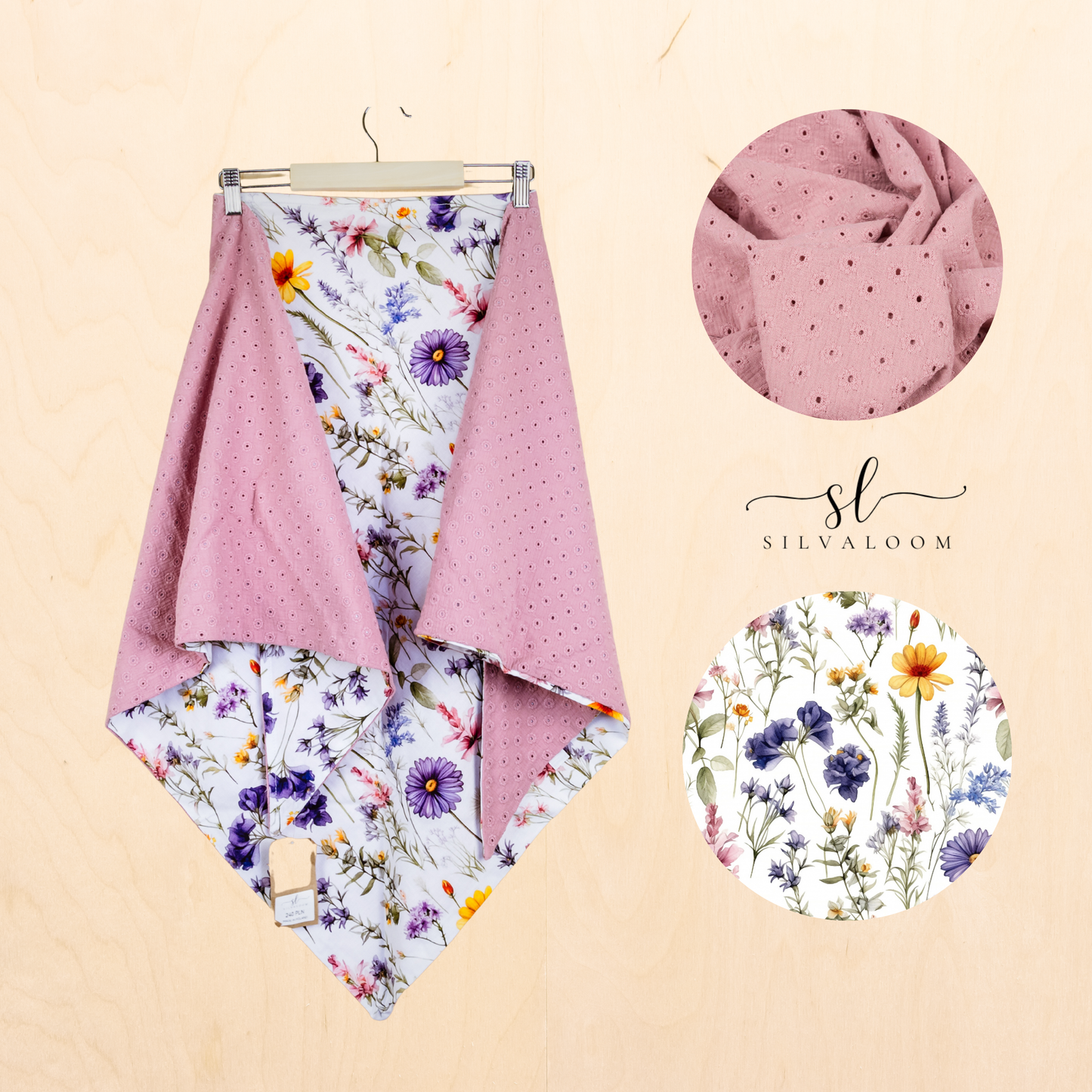 Summer shawl "Meadow in Bloom" with cotton muslin