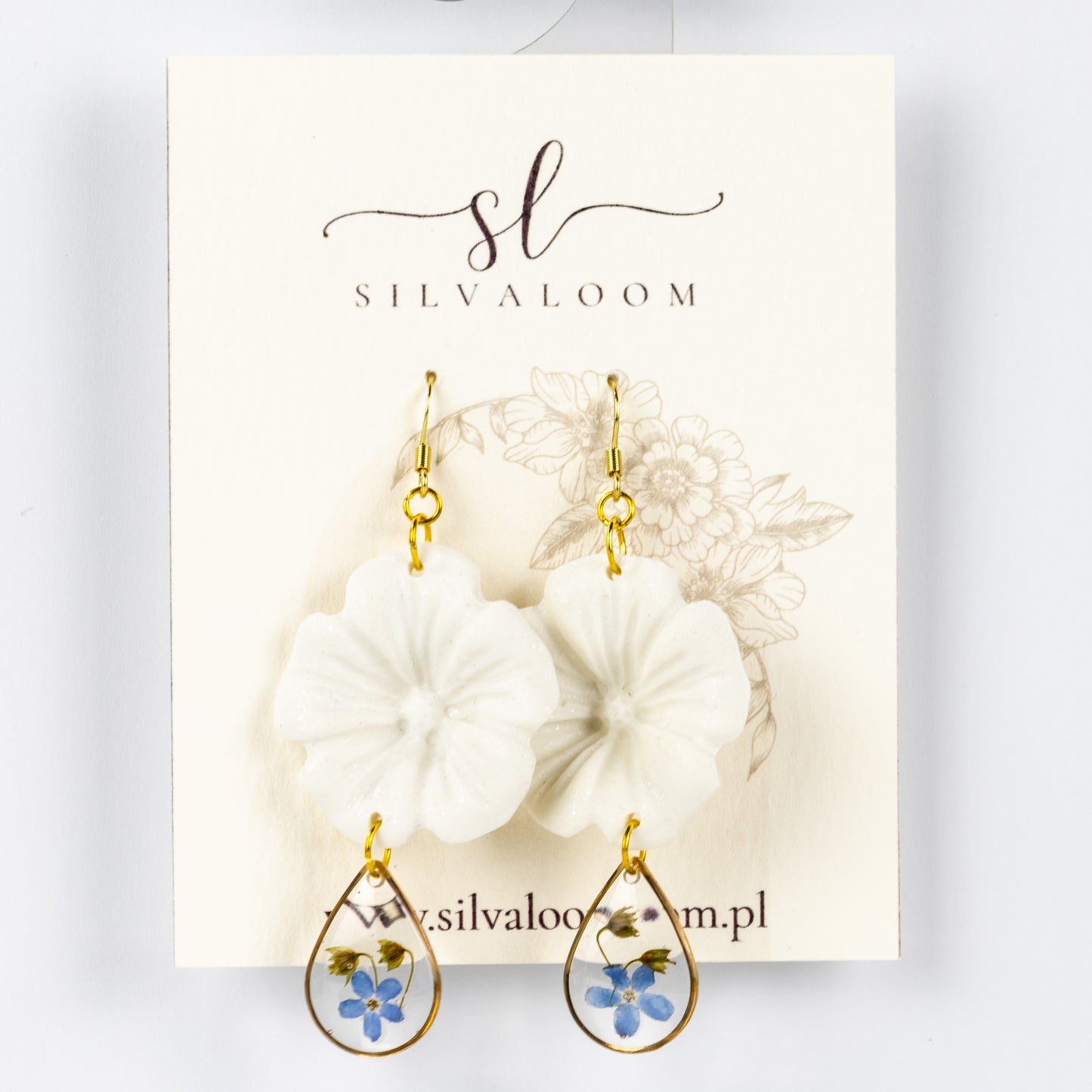 White Flower Forget-Me-Not Earrings